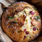 No-Knead Rosemary Cranberry Bread with Olive Oil
