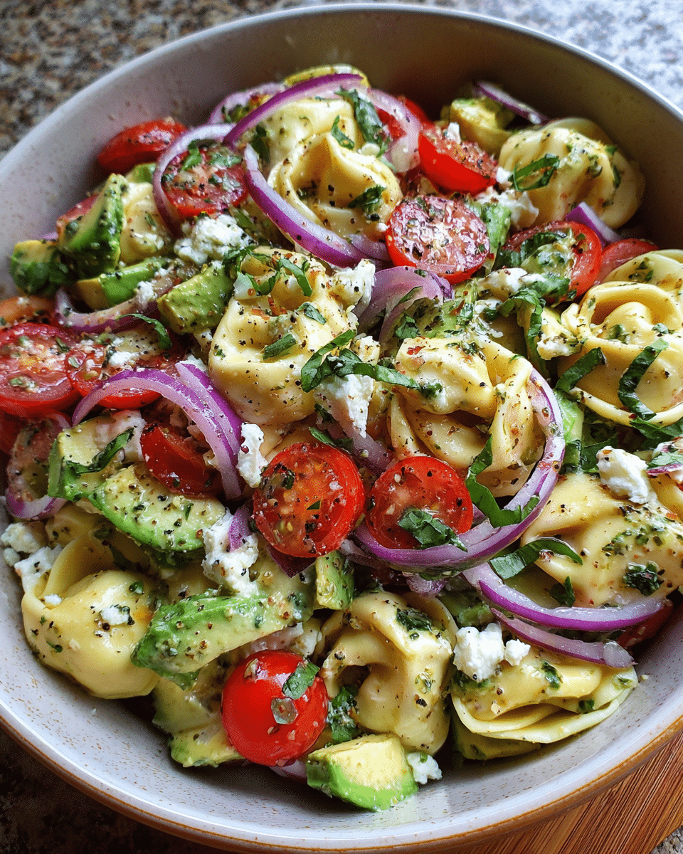 avocado tortellini feta salad