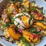 Grilled Peach & Burrata Cauliflower Rice Salad