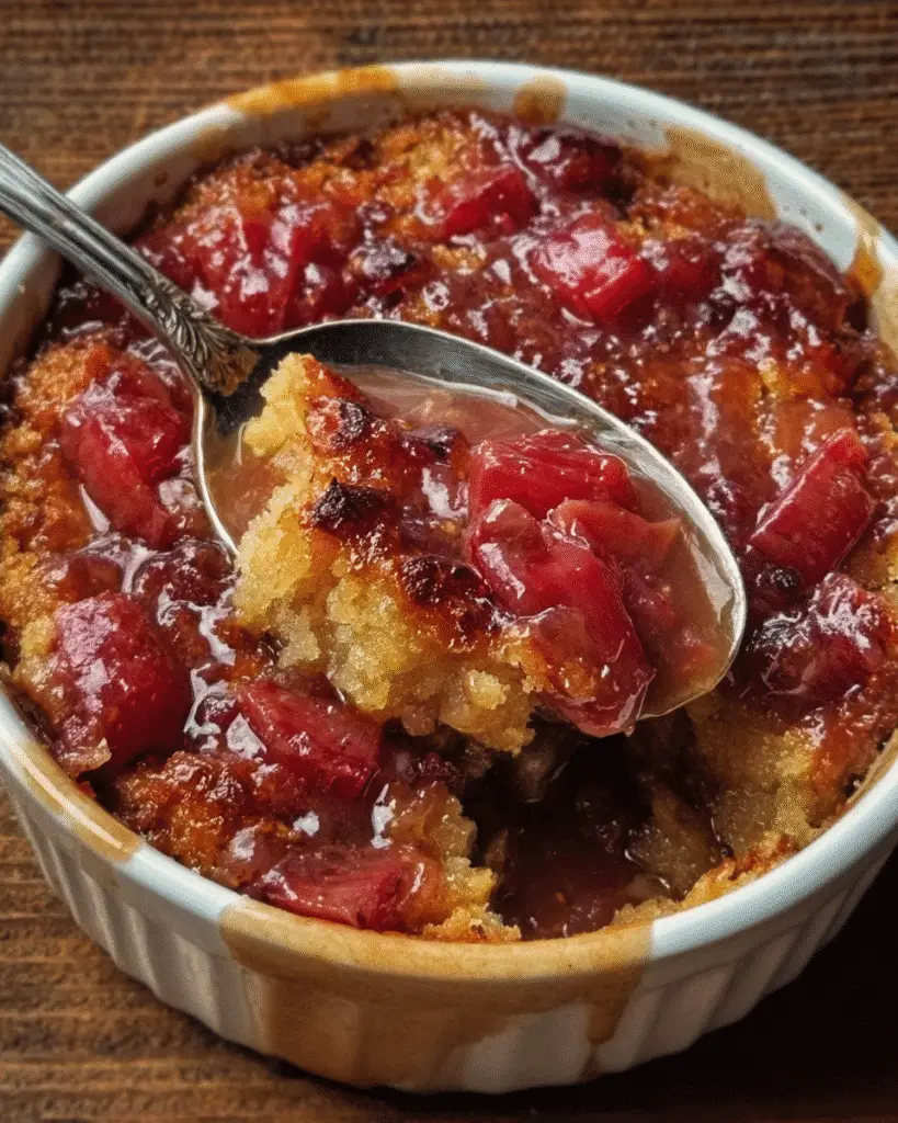 Baked Sticky Rhubarb Pudding
