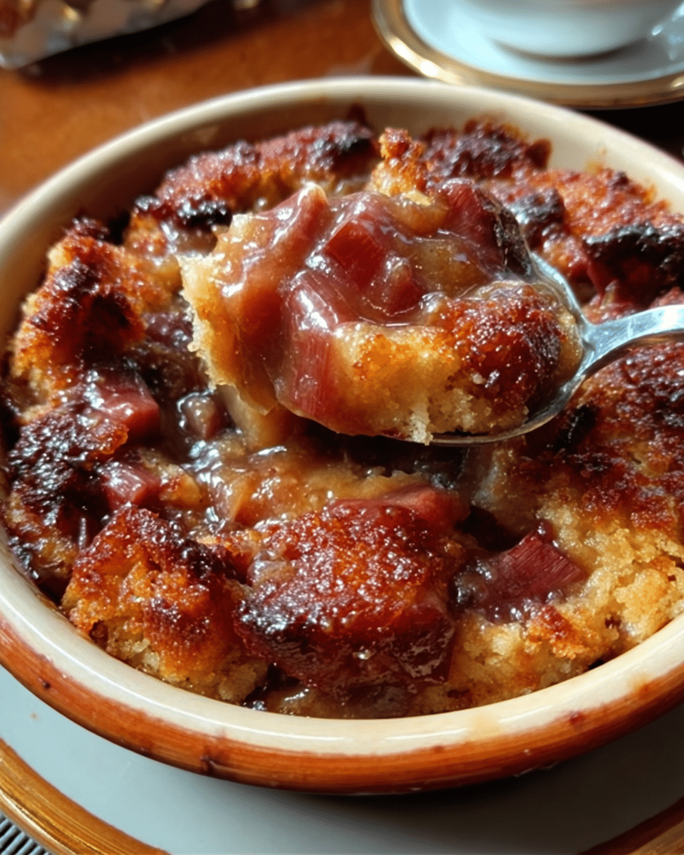 Baked Sticky Rhubarb Pudding