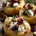Baked Pears with Feta, Honey, and Cranberries Recipe