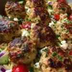 Baked Ricotta Lemon Meatballs over Orzo Salad