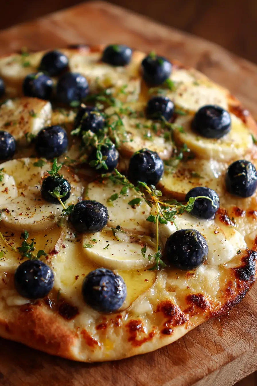 Blueberry Brie & Thyme Flatbread with Honey