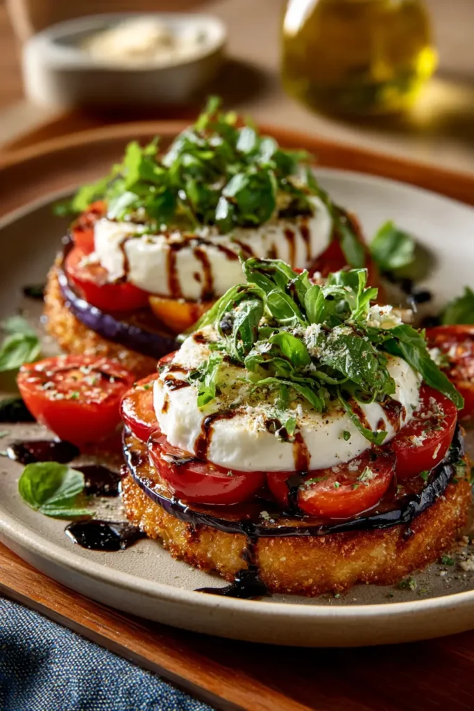 Burrata & Roasted Eggplant Stack