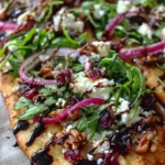 easy Cranberry Balsamic Flatbread with Goat Cheese & Arugula