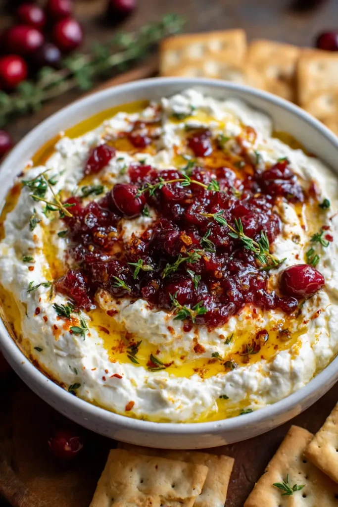 Cranberry Whipped Feta Dip with Hot Honey Drizzle Recipe