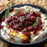 Cranberry Whipped Feta Dip with Hot Honey Drizzle