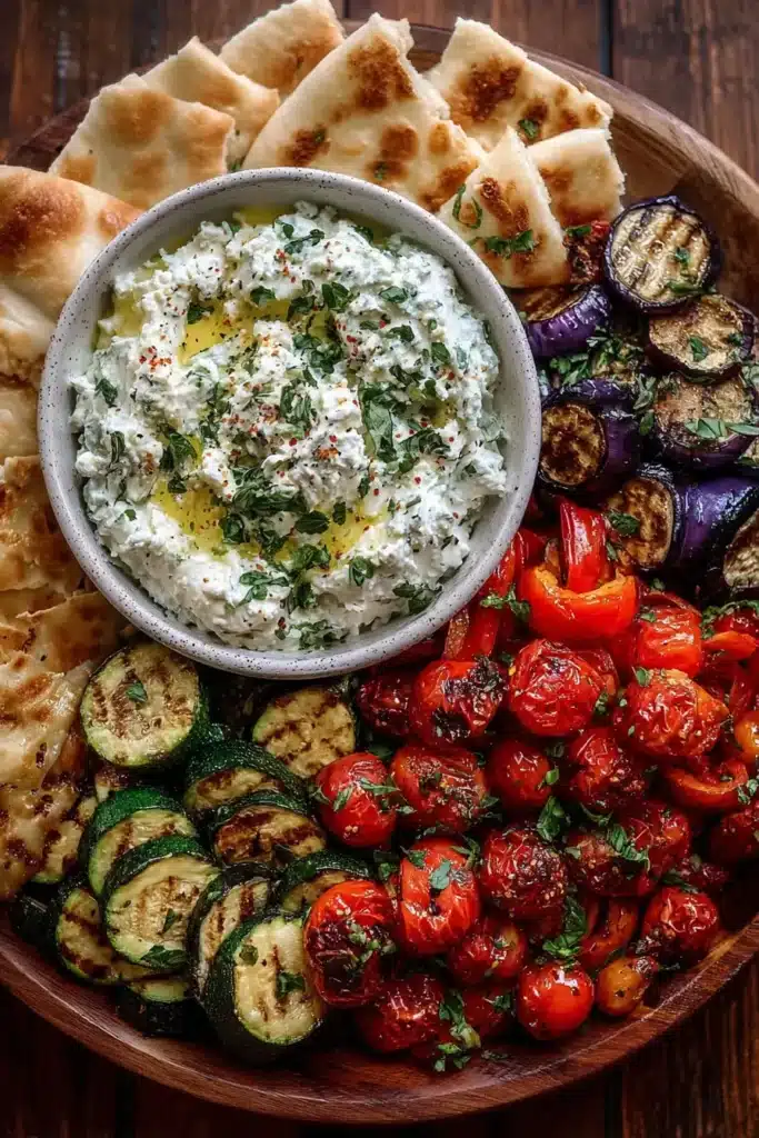 Creamy Feta & Roasted Veggie Mezze Board