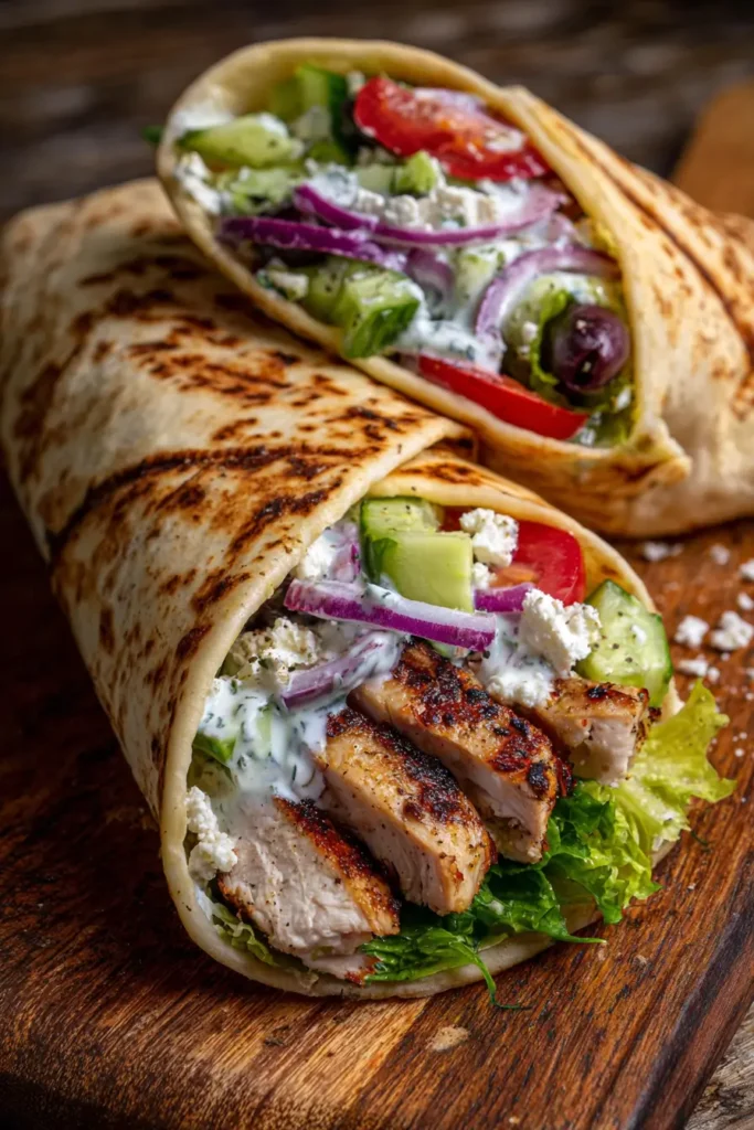 Greek Chicken Wraps with Sauce