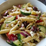 Greek Pasta Salad with Feta Olives & Cucumber Recipe