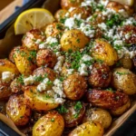Greek Roast Potatoes with Lemon and Goat Cheese