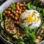 Grilled Zucchini Chickpea Salad with Burrata and Chili Oil