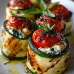Grilled Zucchini Rollups Stuffed with Lemon-Basil Ricotta and Slow Roasted Tomatoes Recipe