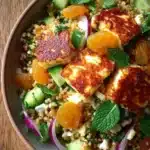 Halloumi & Bulgur Salad with Dried Apricots, Mint & Citrus Dressing Recipe