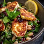 Halloumi & Cranberry Butter Beans Salad with Mint-Lemon Dressing Recipe