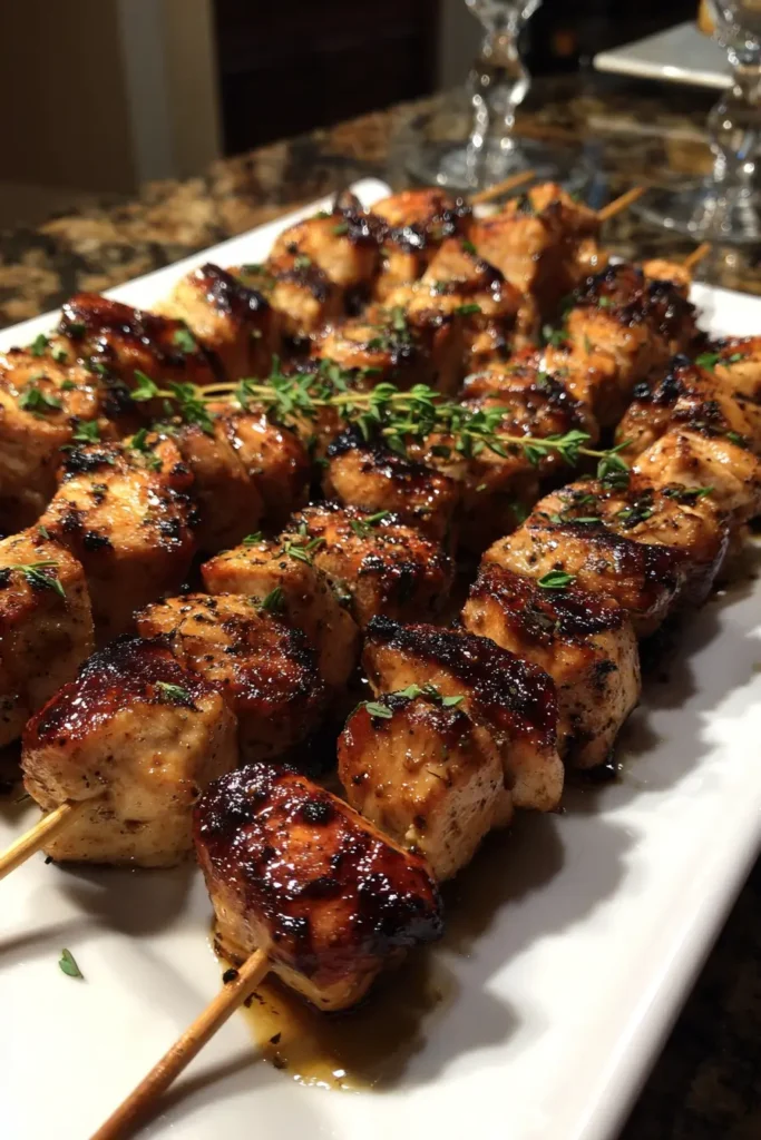 Honey Balsamic Chicken Skewers with Fresh Thyme
