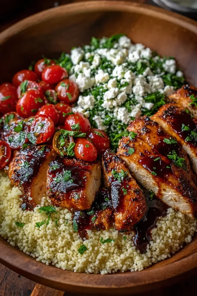 Honey Balsamic Grilled Chicken with Couscous & Feta