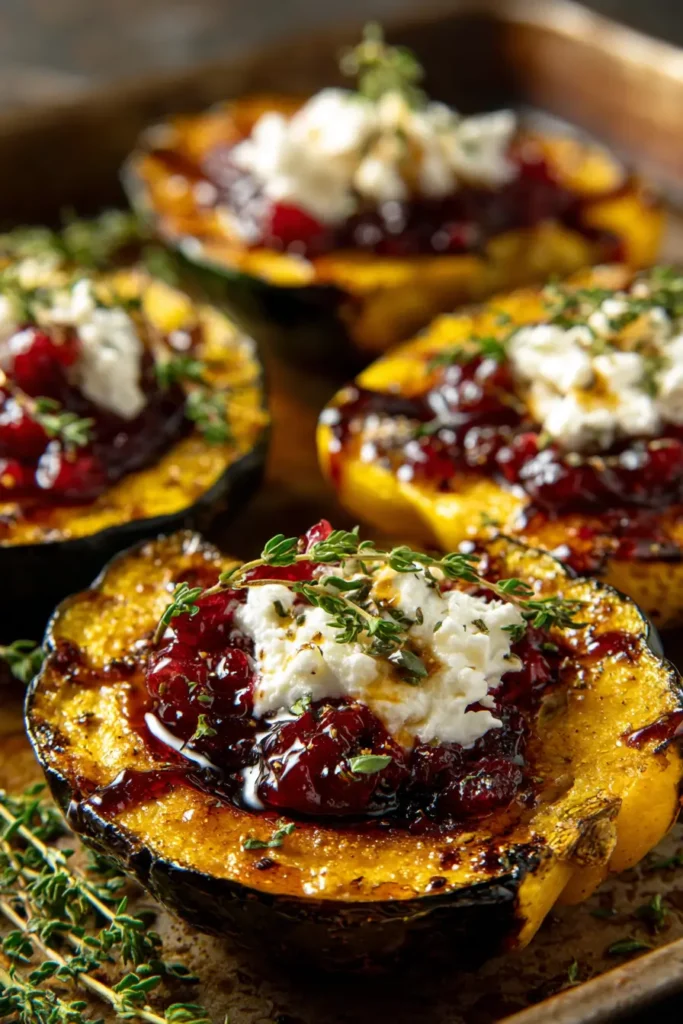 Honey Glazed Acorn Squash with Creamy Goat Cheese