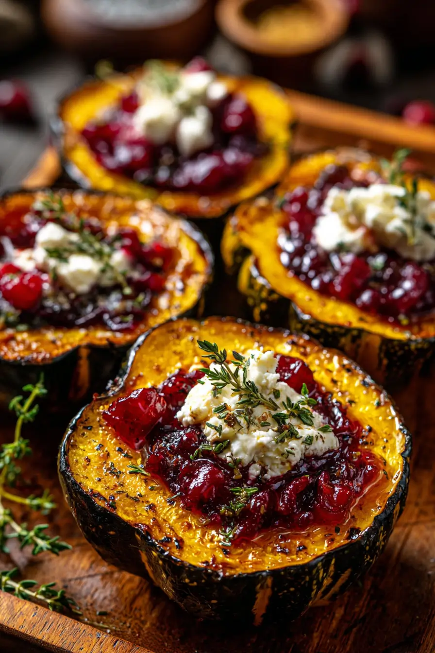Honey Glazed Acorn Squash with Creamy Goat Cheese