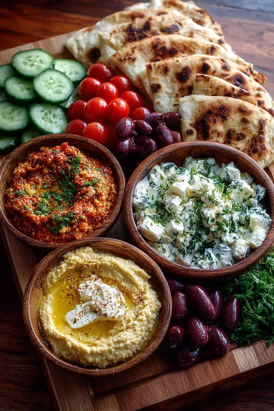 Irresistible Mediterranean Brunch Boards with 3 Dips and Flatbreads