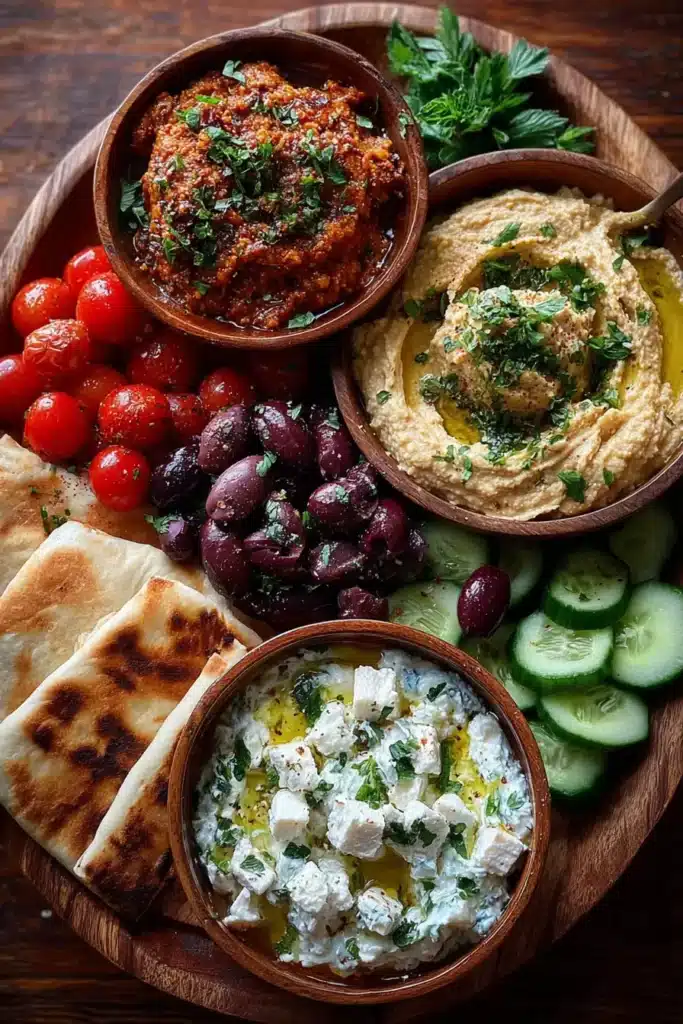 Irresistible Mediterranean Brunch Boards with 3 Dips and Flatbreads