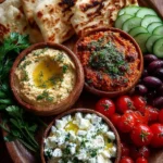 Irresistible Mediterranean Brunch Boards with 3 Dips and Flatbreads