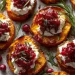 Maple-Glazed Sweet Potato with Tangy Ricotta and Cranberry Drizzle Recipe