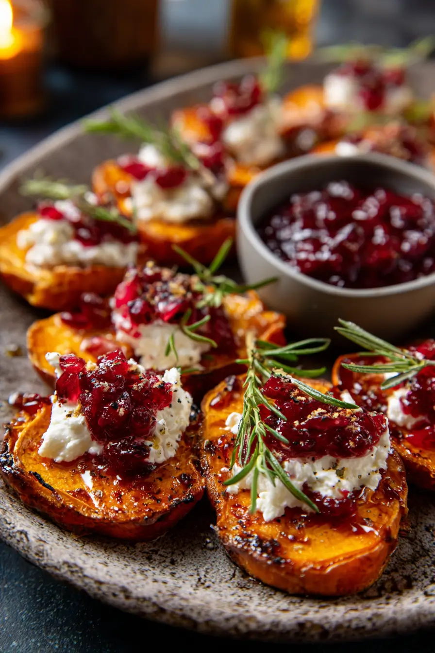 Easy Maple-Glazed Sweet Potato with Tangy Ricotta and Cranberry Drizzle