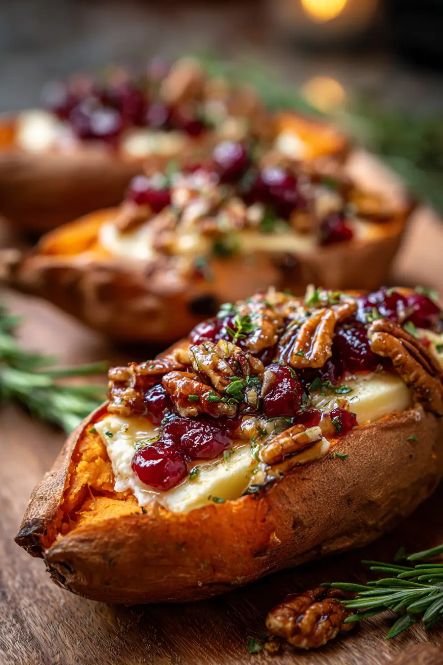 Maple Pecan & Brie Stuffed Sweet Potatoes
