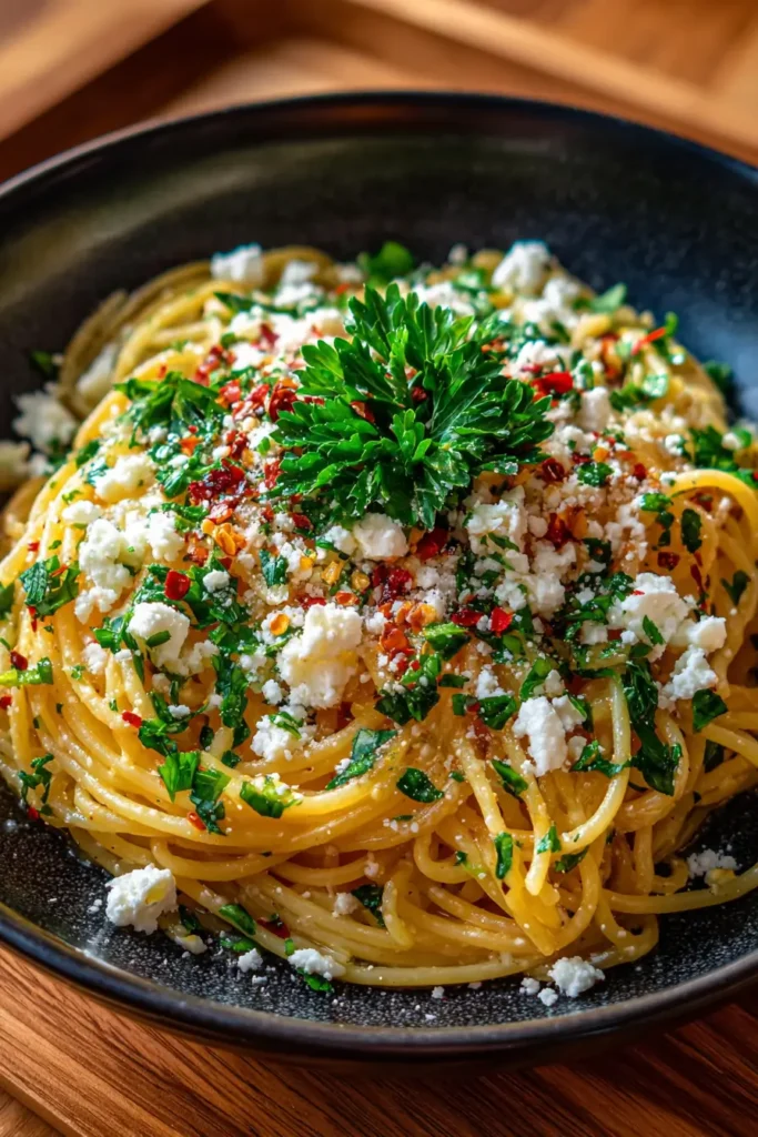 Mediterranean Spaghetti with Garlic Oil & Herbs