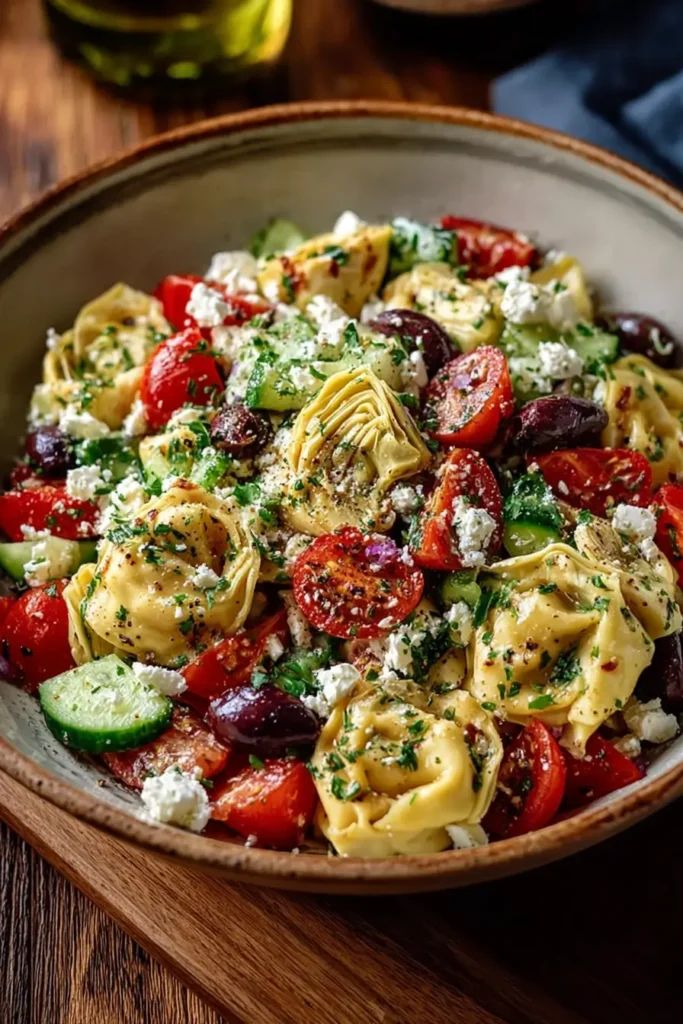 Mediterranean Tortellini Salad with Artichokes & Olives