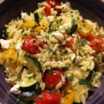 Easy Orzo Bowl with Feta Roasted Veggies & Herbed Dressing
