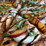 Peach Burrata & Balsamic Flatbread with Basil Recipe