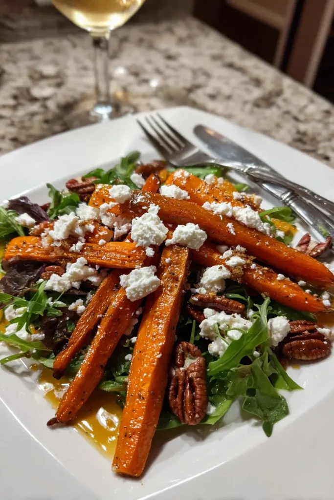 Roasted Carrot & Feta Salad with Orange Zest & Pecans Recipe