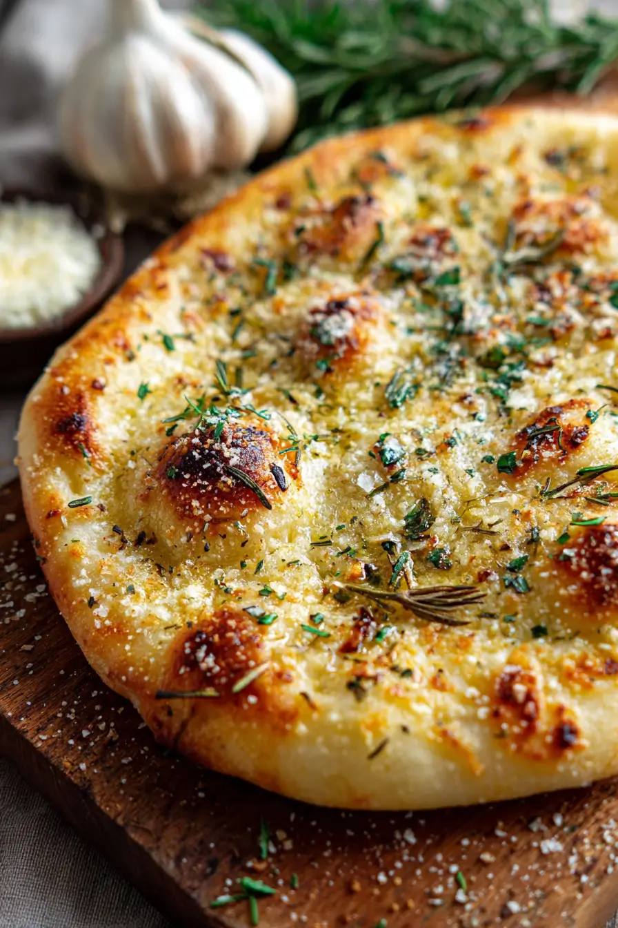 Roasted Garlic and Herb Flatbread with Parmesan Recipe