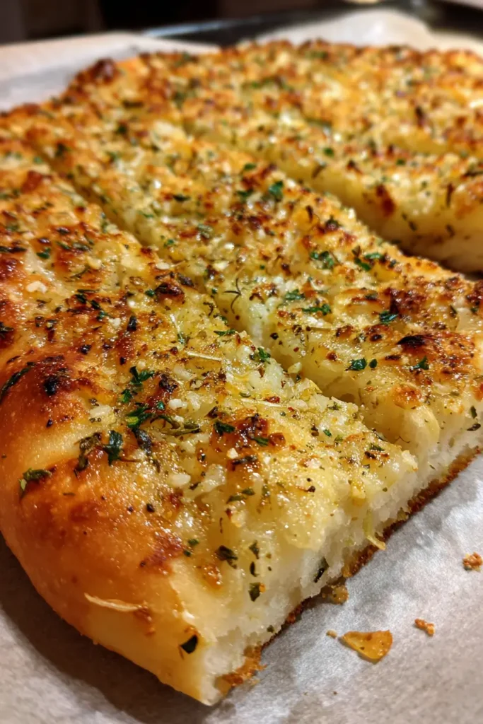 Easy Roasted Garlic and Herb Flatbread with Parmesan