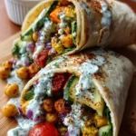 Best Roasted Veggie & Chickpea Wrap with Creamy Feta-Yogurt Dressing