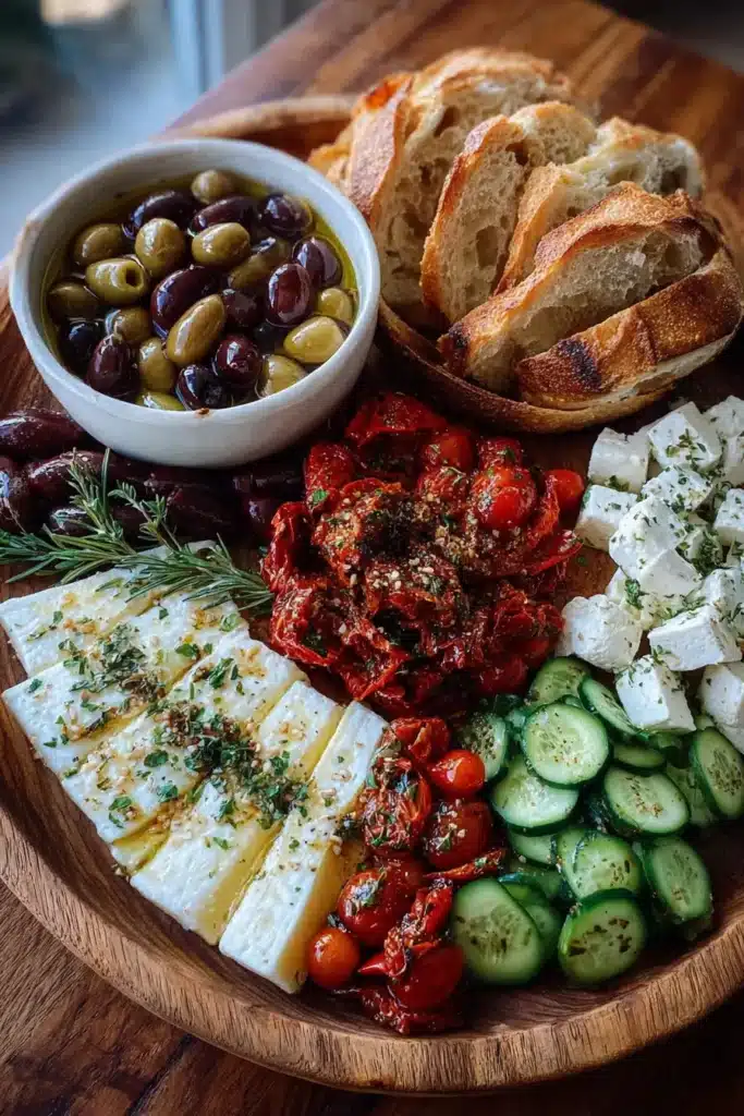 Rustic Mediterranean Bread and Cheese Board