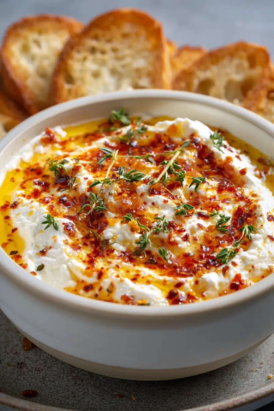 Spicy Whipped Feta with Honey & Chili Crunch