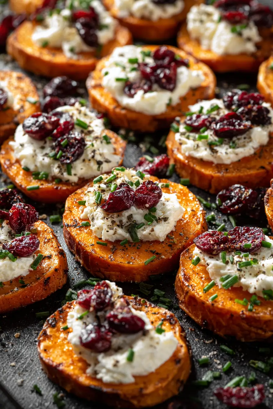 Sweet Potato Rounds with Cranberry & Cream Cheese