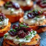 Sweet Potato Rounds with Cranberry & Cream Cheese Recipe
