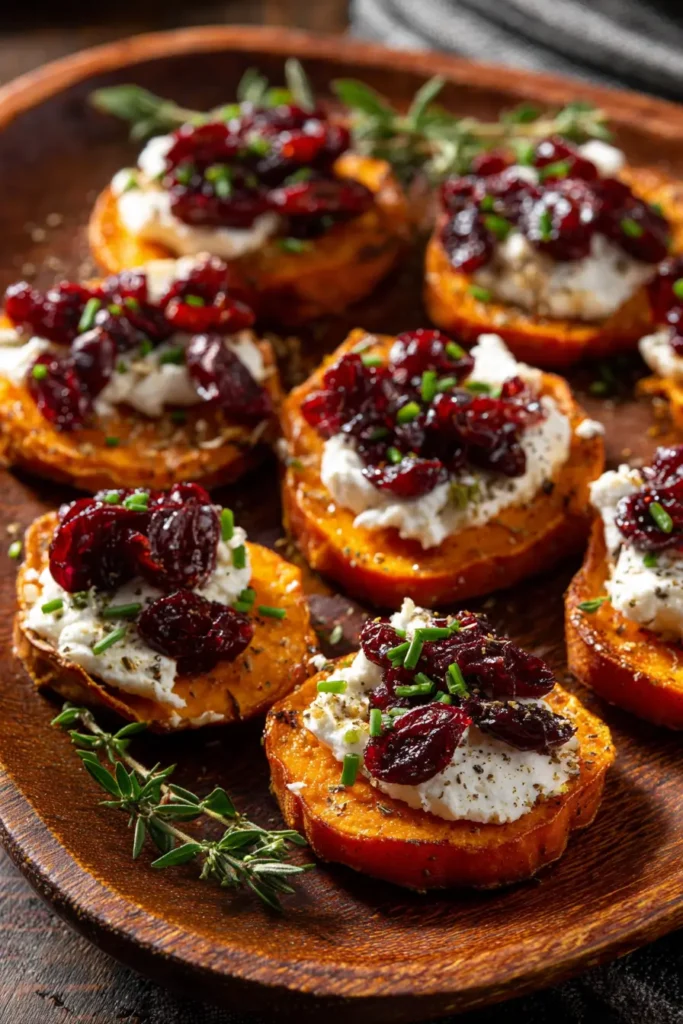 Best Sweet Potato Rounds with Cranberry & Cream Cheese