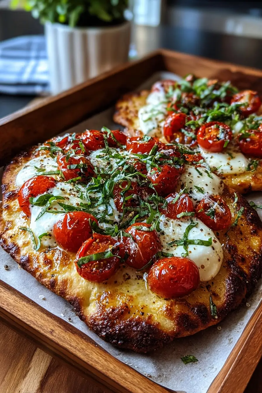 Tomato-Basil Naan Pizza with Fresh Mozzarella