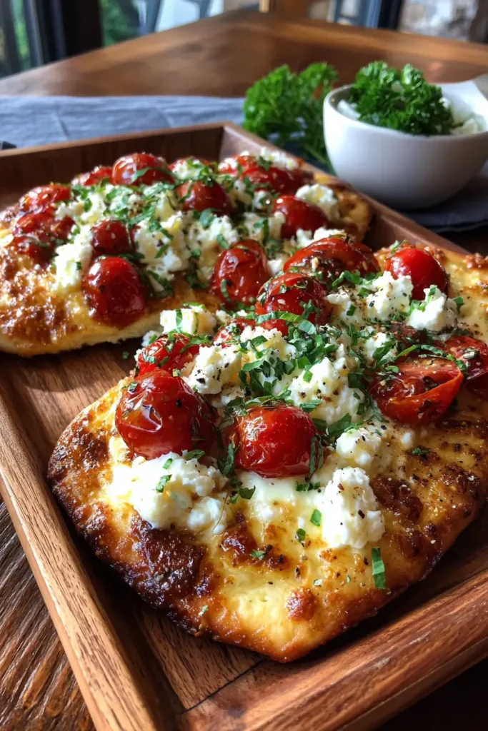 Tomato-Basil Naan Pizza with Fresh Mozzarella 