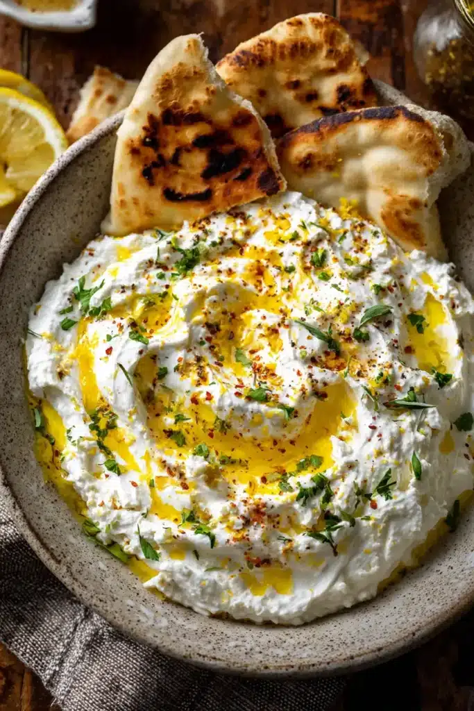 Whipped Feta with Garlic, Lemon & Olive Oil