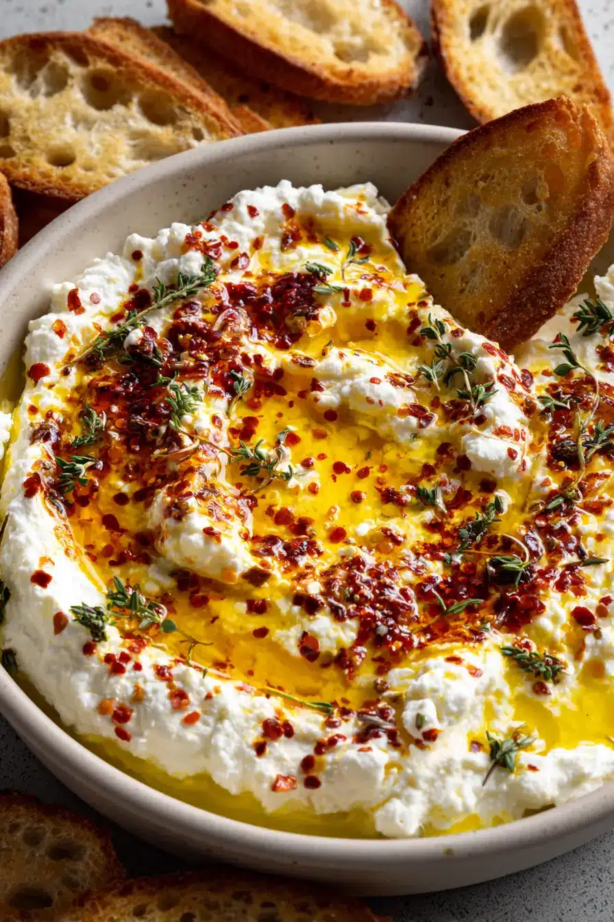 Easy Zesty Whipped Feta with Honey & Roasted Red Pepper Flakes