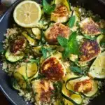 Zucchini And Halloumi Salad with Couscous & Lemon Dressing Recipe