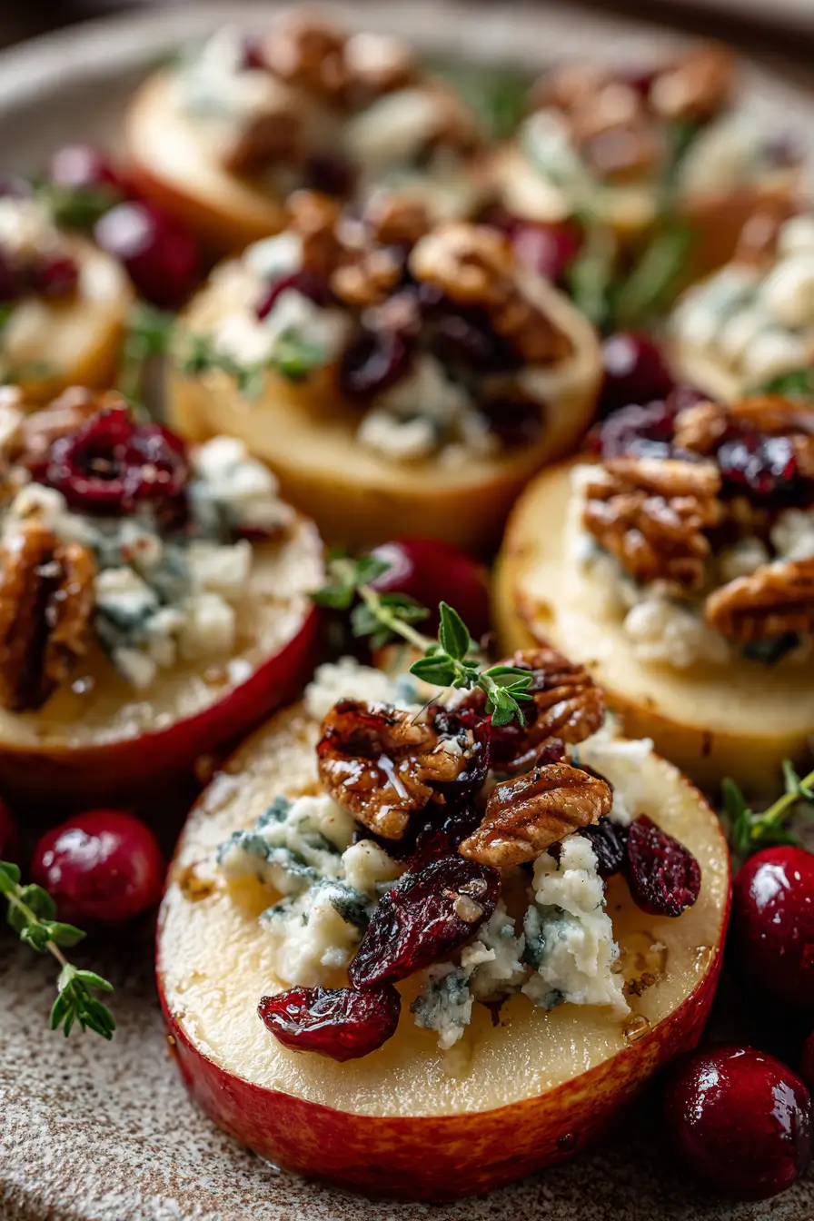 Apple Rounds with Blue Cheese, Cranberries & Maple Syrup Recipe
