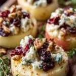 Easy Apple Rounds with Blue Cheese, Cranberries & Maple Syrup